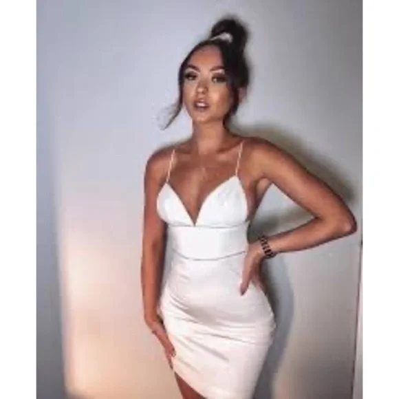 MESHKI Iyana Diamante Crystal Rhinestone White Mini Dress Size XS - Picture 2 of 8